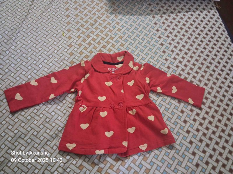 Cute Heart Print Baby Coat- Never Worn