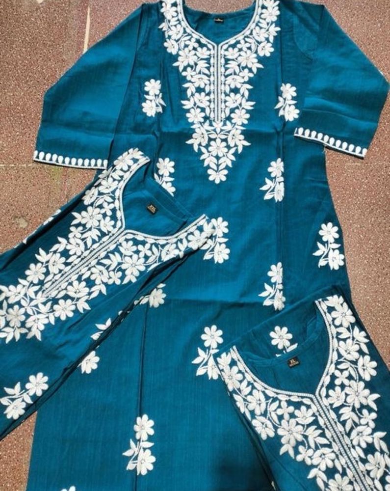 Rama Coloured Lucknowi Kurti