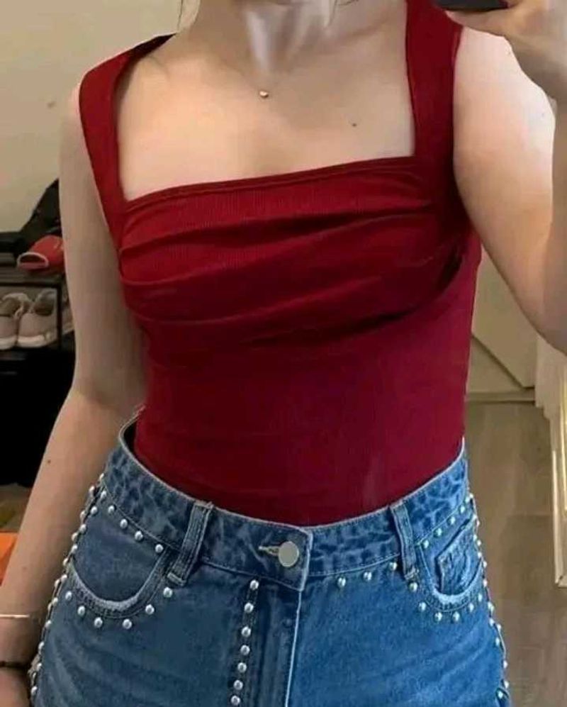 Red Square Neck Tank