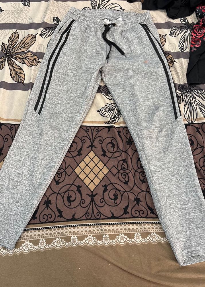 Grey Striped Track Pants