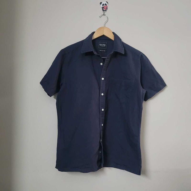 Bare Denim Navy Blue Linen Shirt