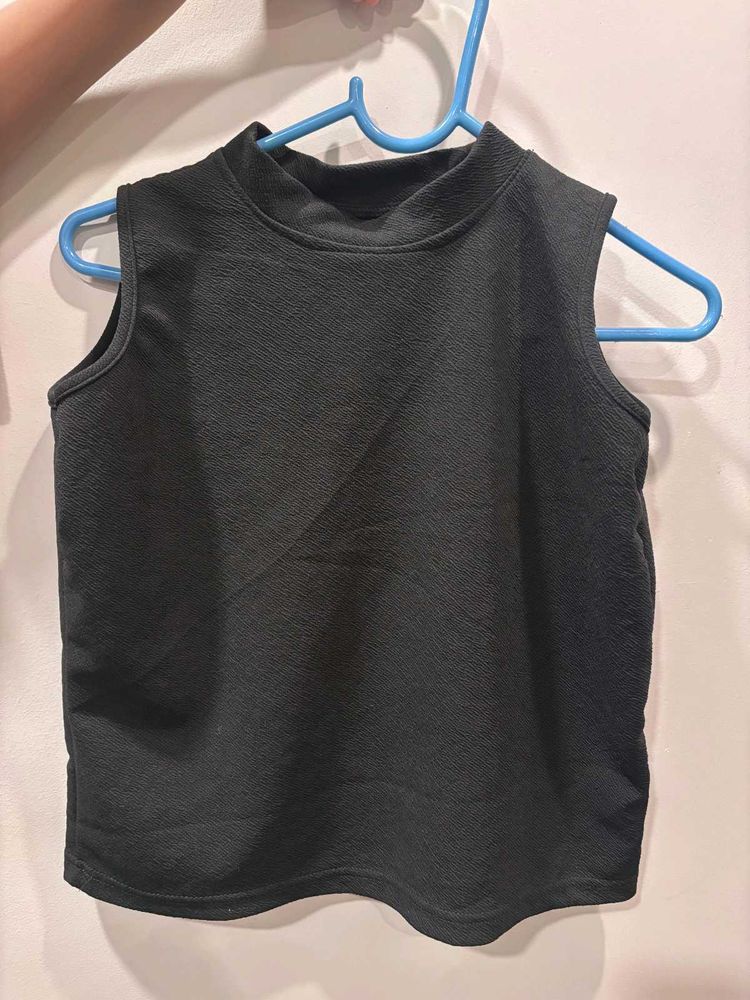 Black Sleeveless Mock Neck Top