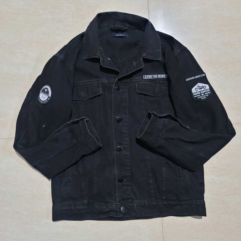 Black Denim Riding Jacket