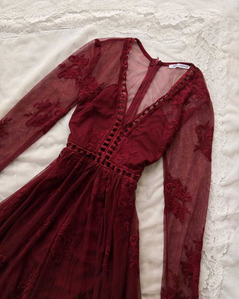 Burgundy Lace Maxi Dress