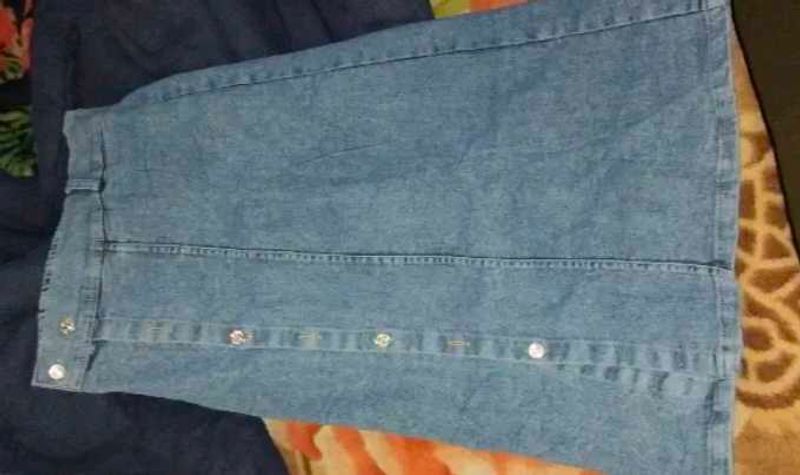 Denim Skirt with Button Detail