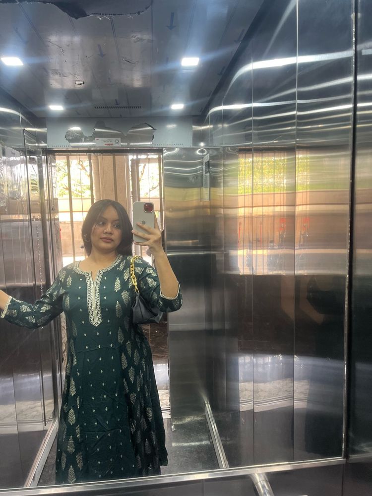 Green Printed Kurta Set