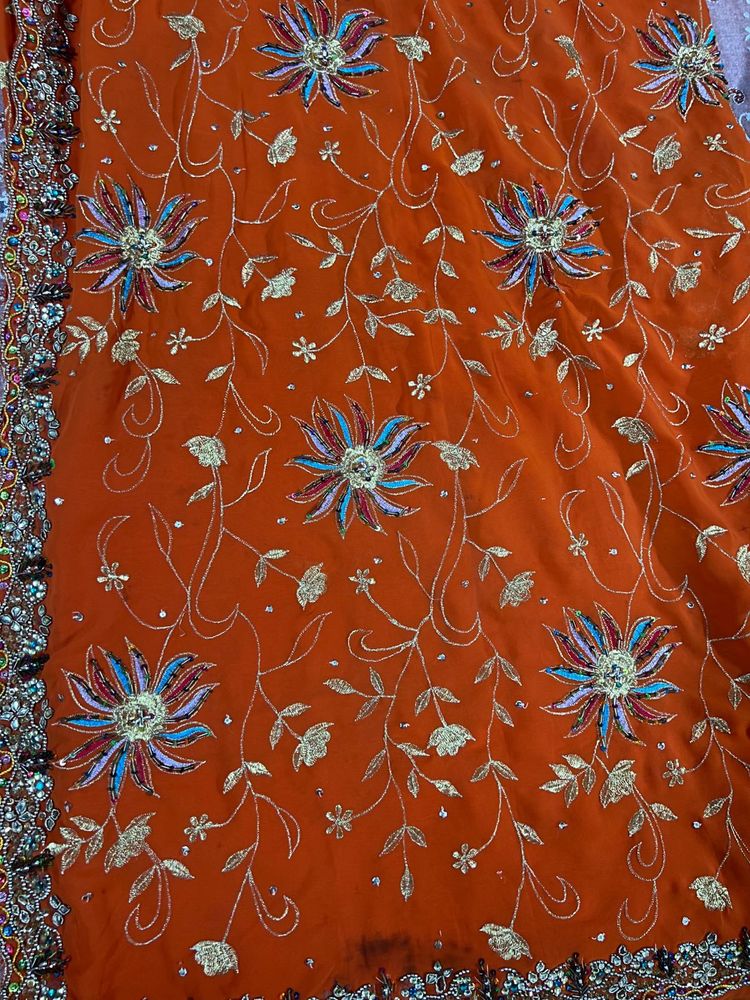 Heavy Ambroided Sari For Women
