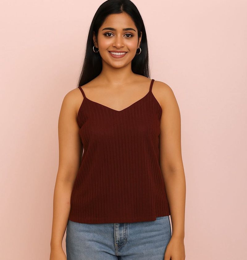 Burgundy Ribbed Tank Top