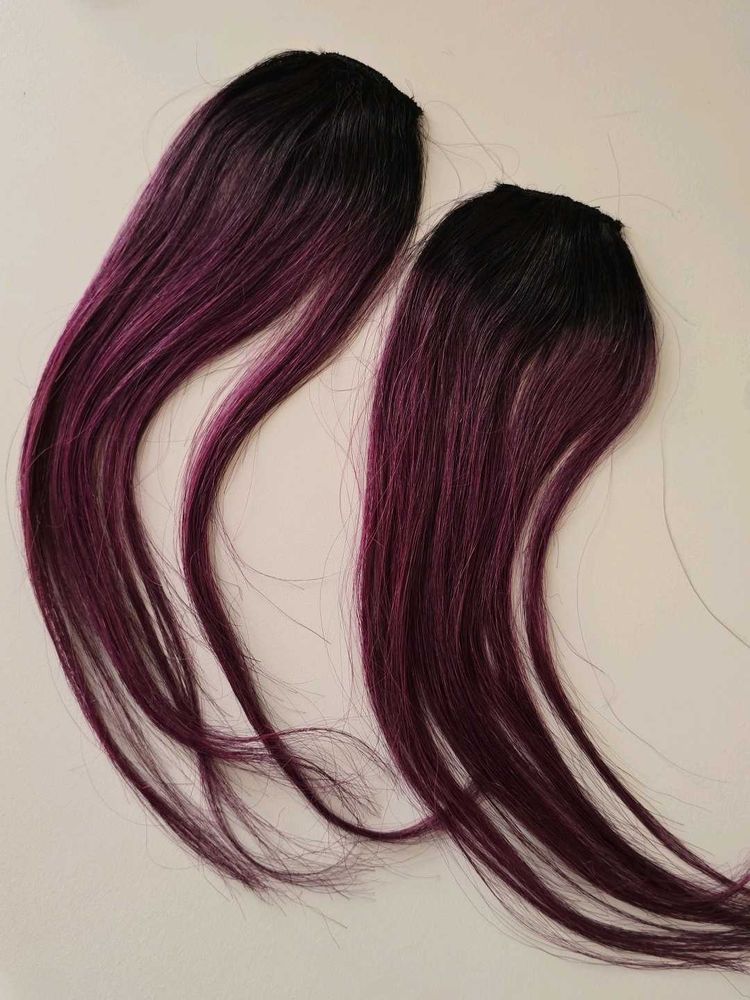 Clip On Purple Ombre Hair Streaks ( Set of 2)