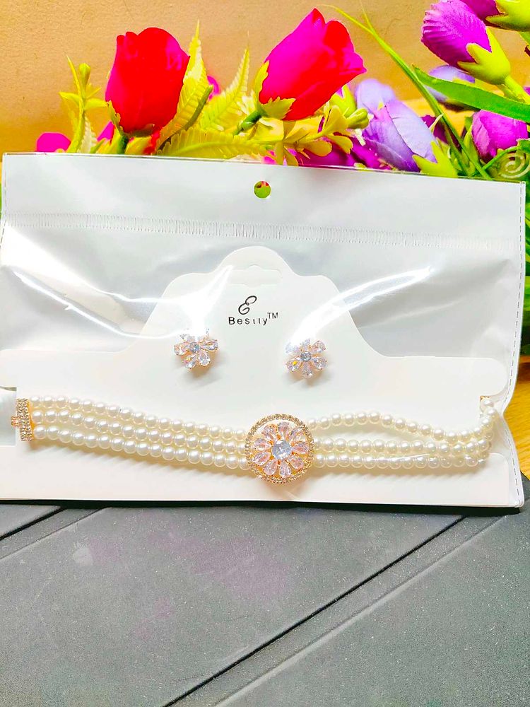 Pearl &amp; AD Jewelry Set