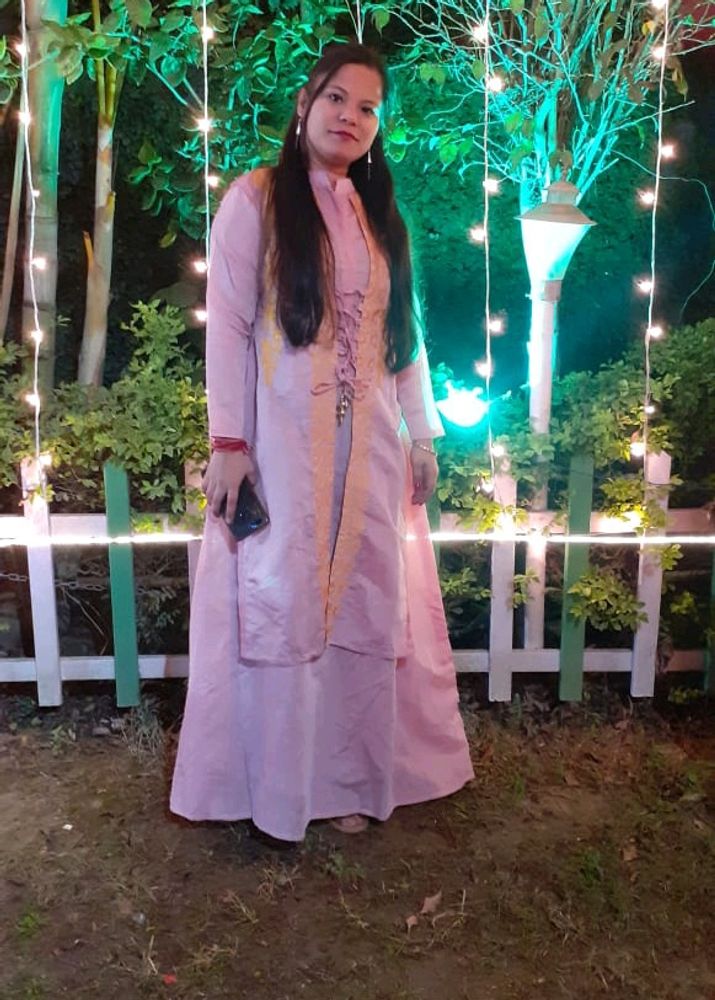 Onion Colour Kurti Skirt Set