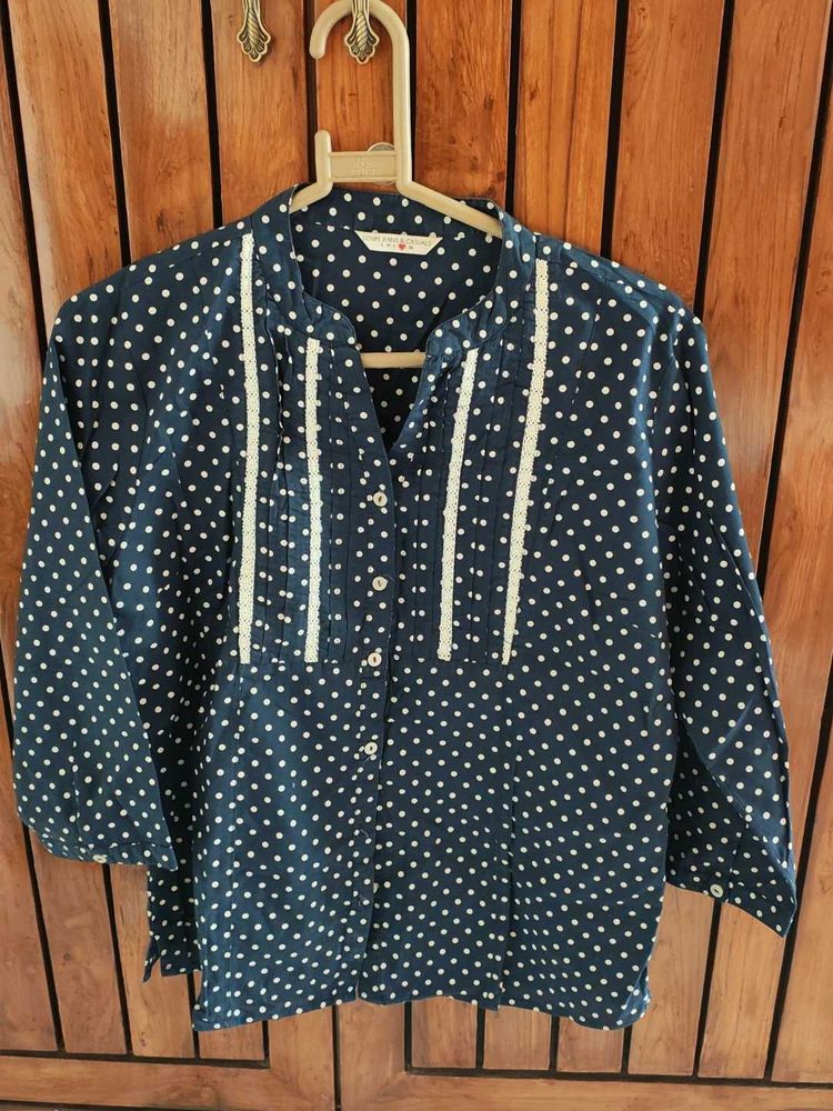 Polka Dot Blouse with Lace Detail