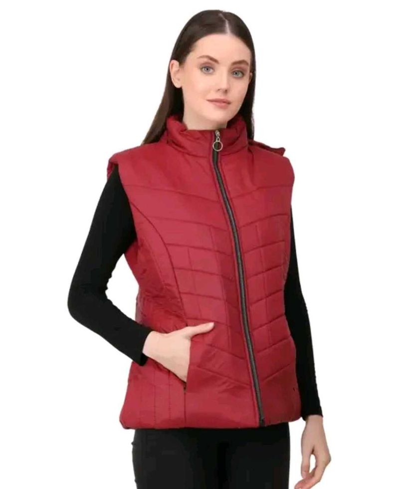 Maroon Sleeveless Padded Jacket
