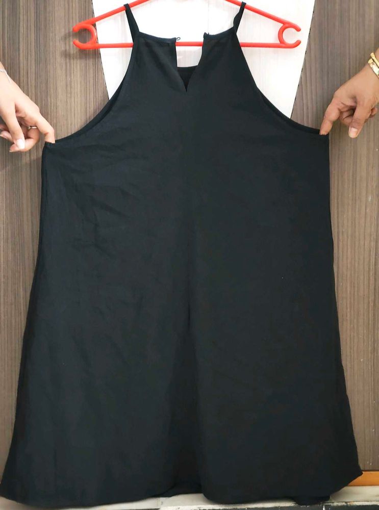 Black Haulter Neck A Line Dress