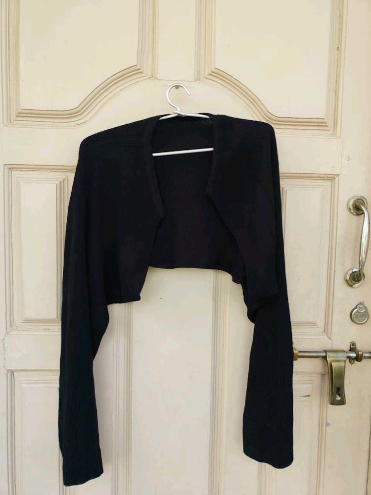 Black Cropped Cardigan