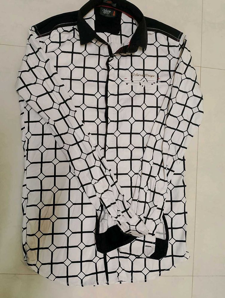 White Checked Black Shirt