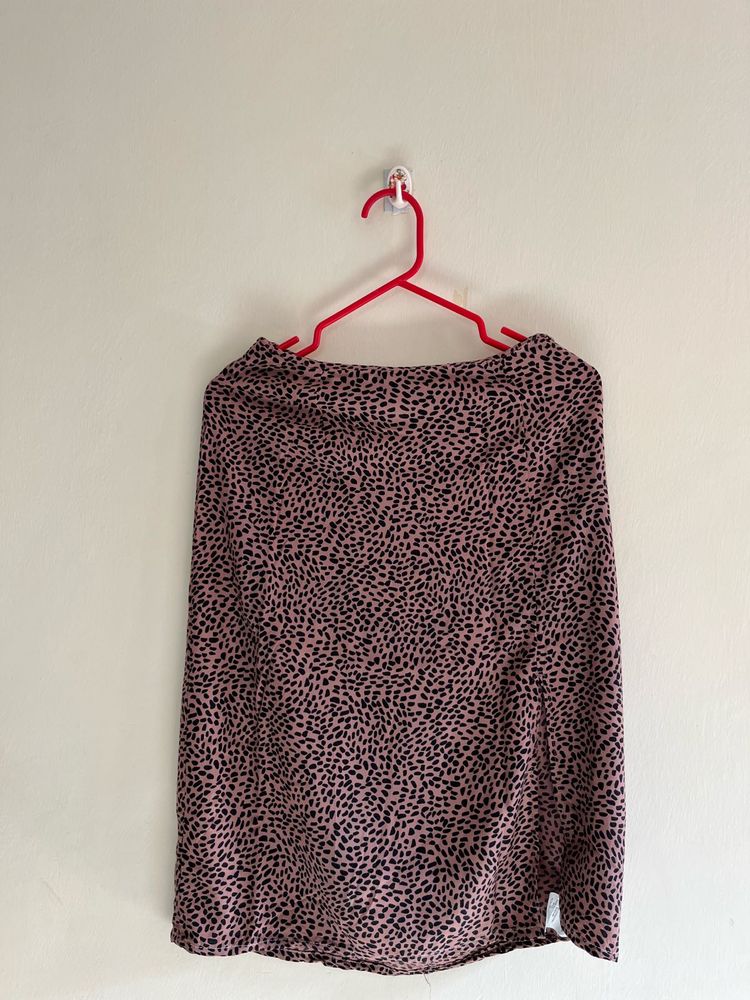 Animal Printed Leopard Pleated Slid Skirt