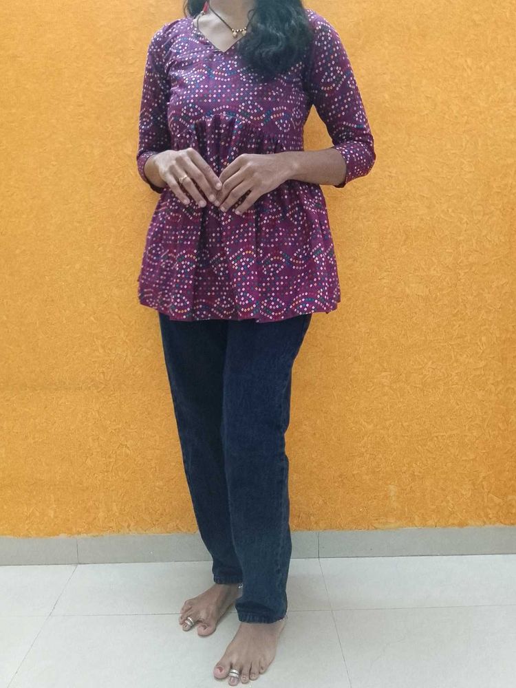 Pure Bandhani Cotton Trending Kurti