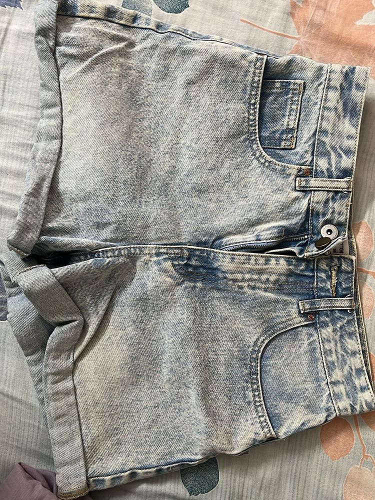 Acid Wash Denim Shorts