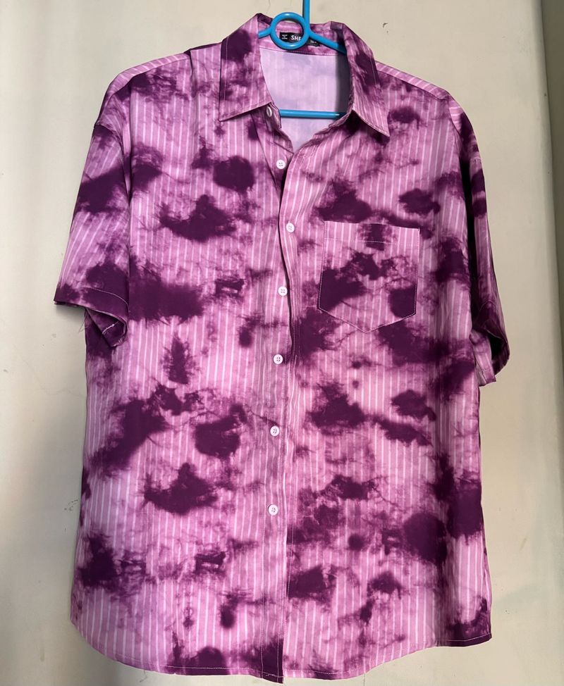 Purple Tie-Dye Striped Shirt