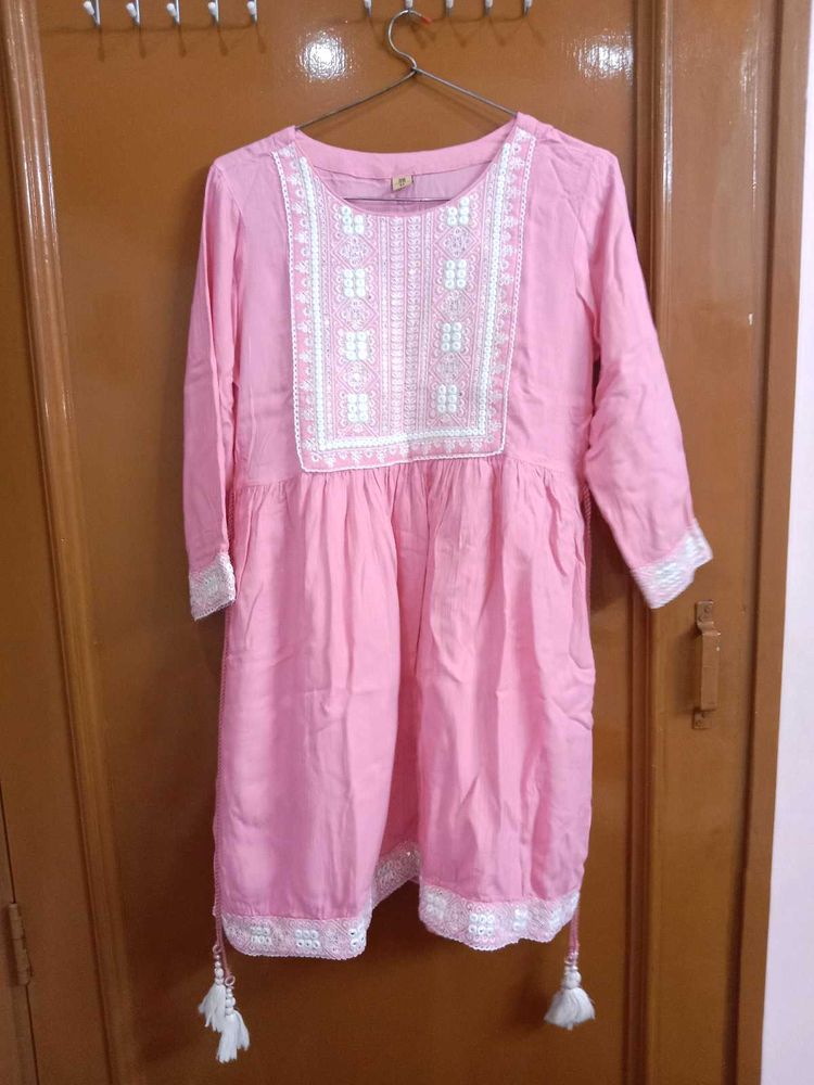 Pink embroidered sharara suit