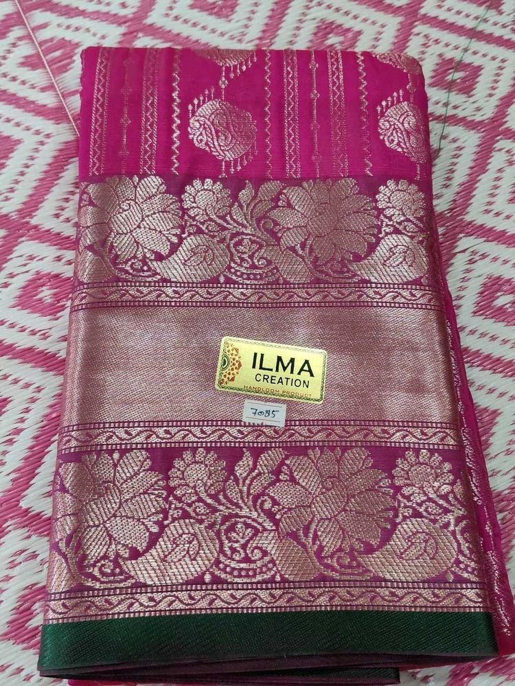 pink and green combination saree