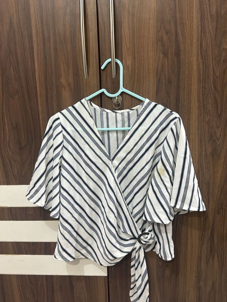 Striped Wrap Top