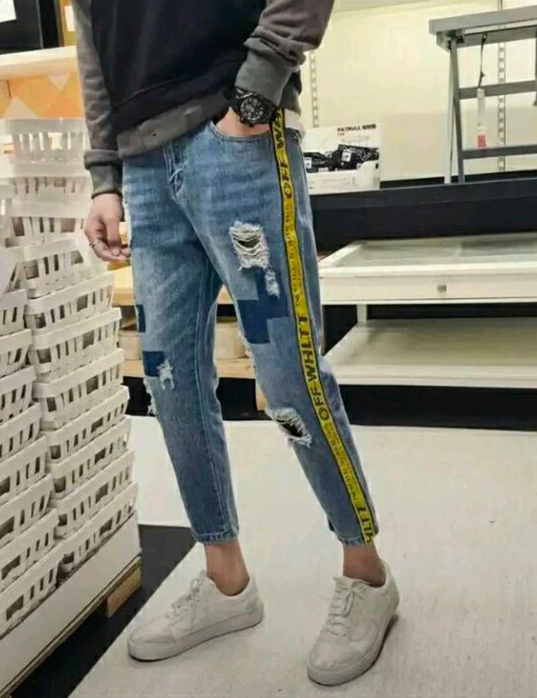 Off-White Inspired Distressed Jeans