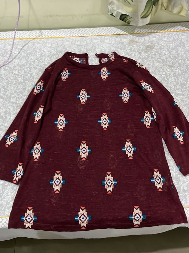 Patterned Long Sleeve Top