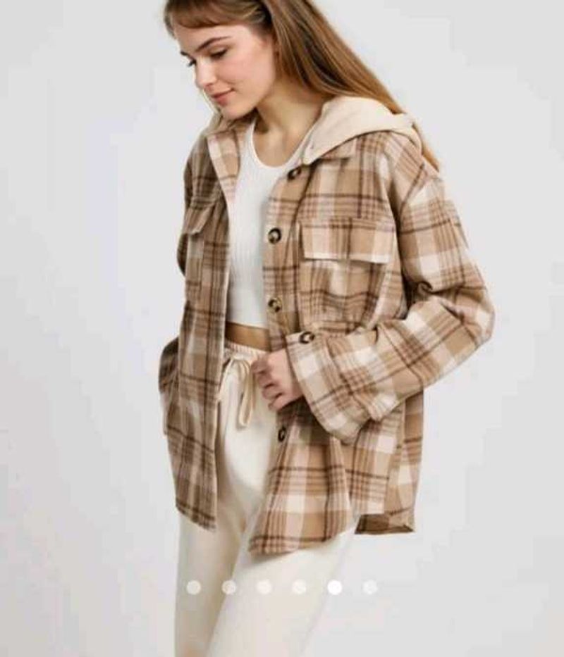 Urbanic Plaid Hooded Shacket