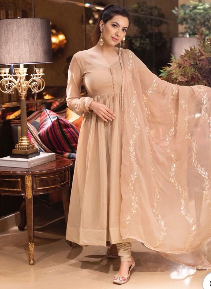 Elegant Brown  Tan Anarkali Suit