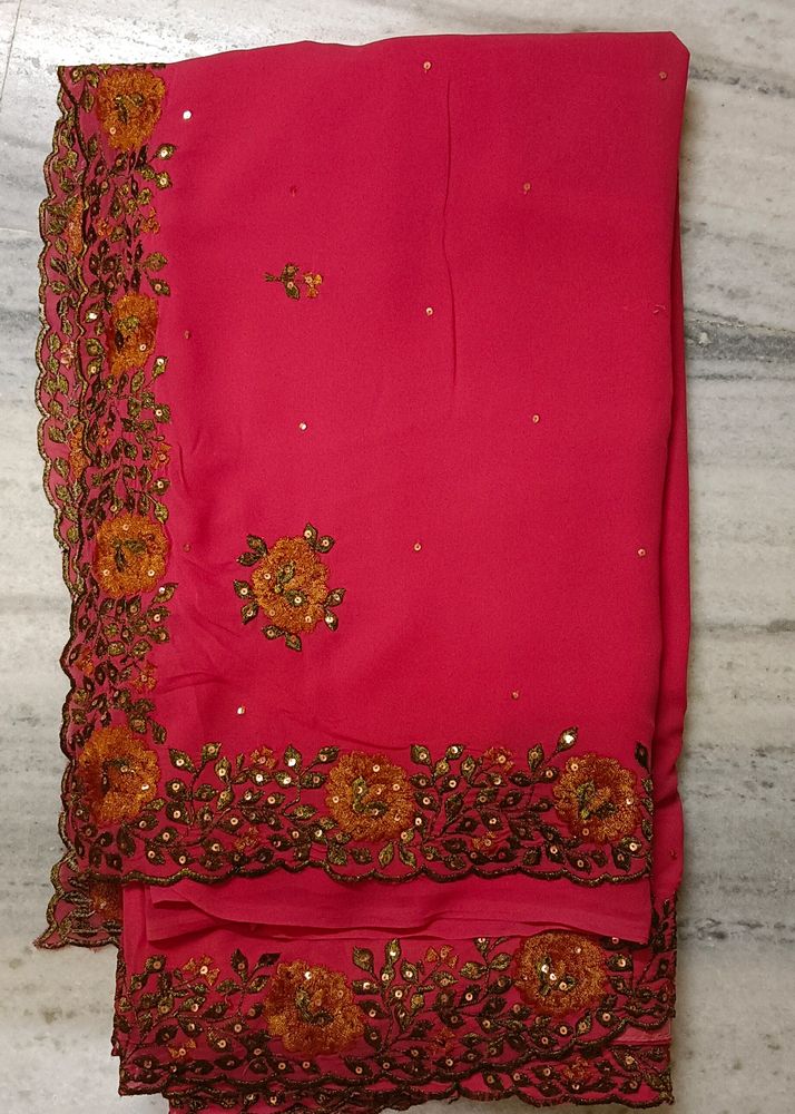 Vibrant Pink Georgette Saree