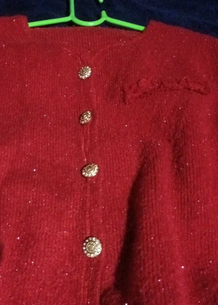 Red Knit Cardigan