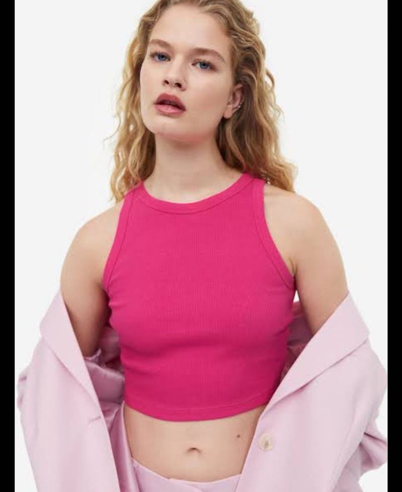 h&amp;m Pink Ribbed Tank Top