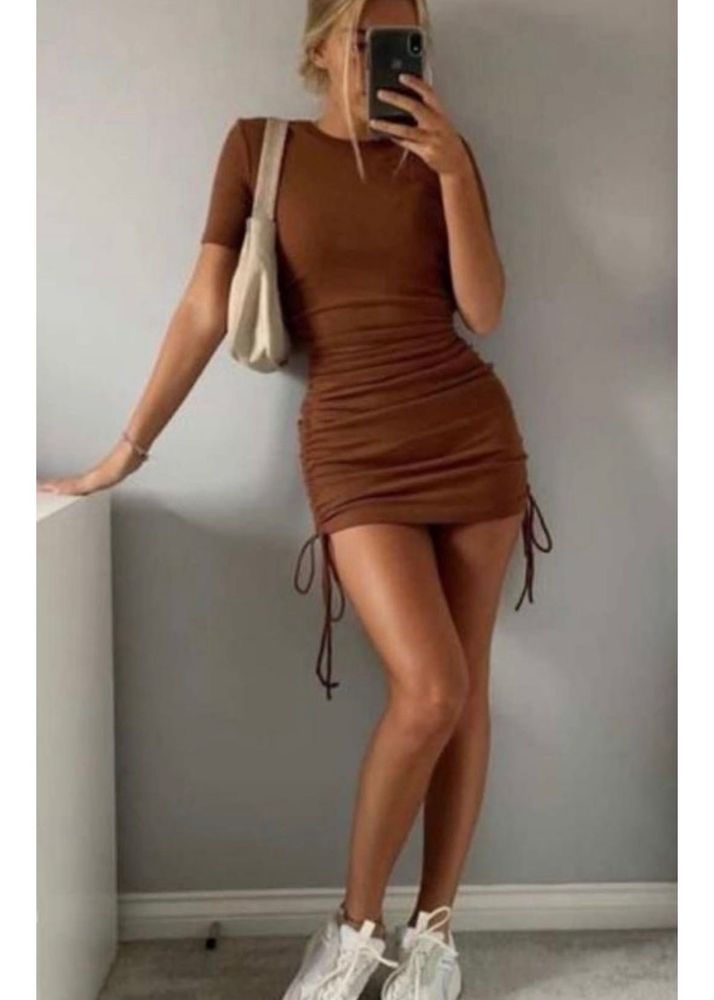 Brown colour bodycon dress