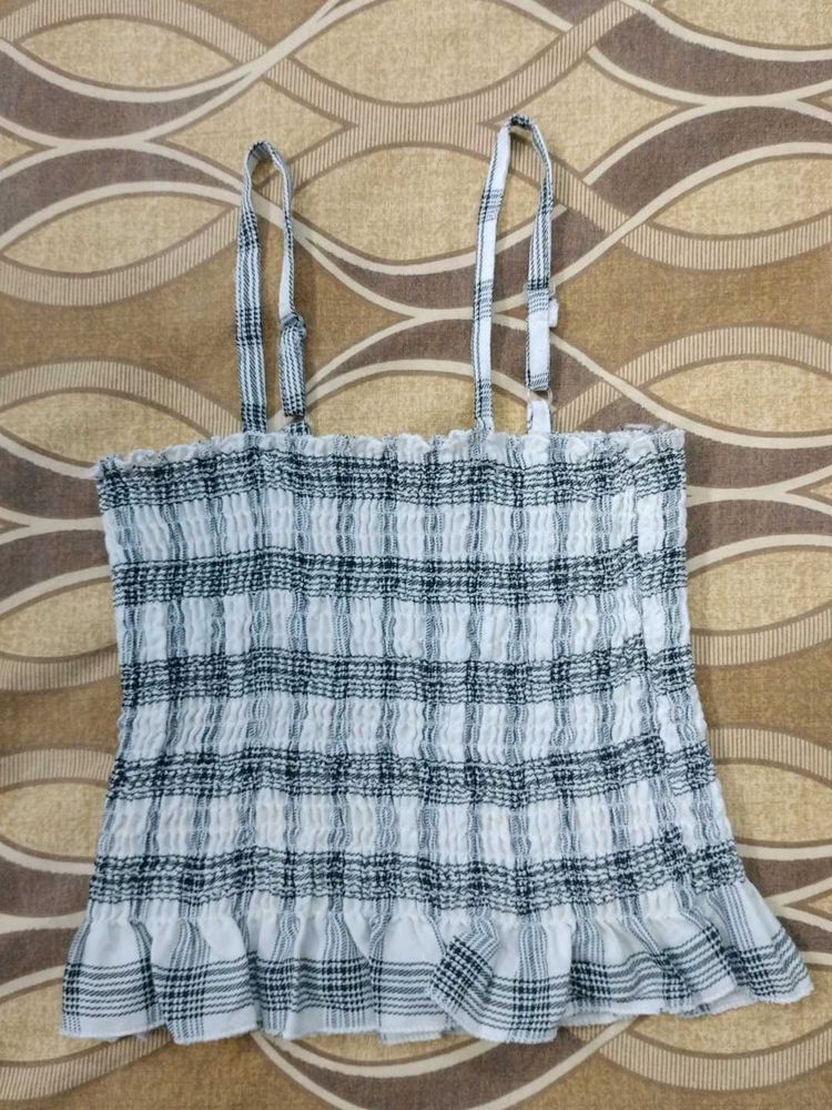 Plaid Ruffle Crop Top