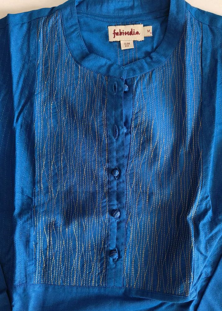 Fabindia Blue Silk Kurta