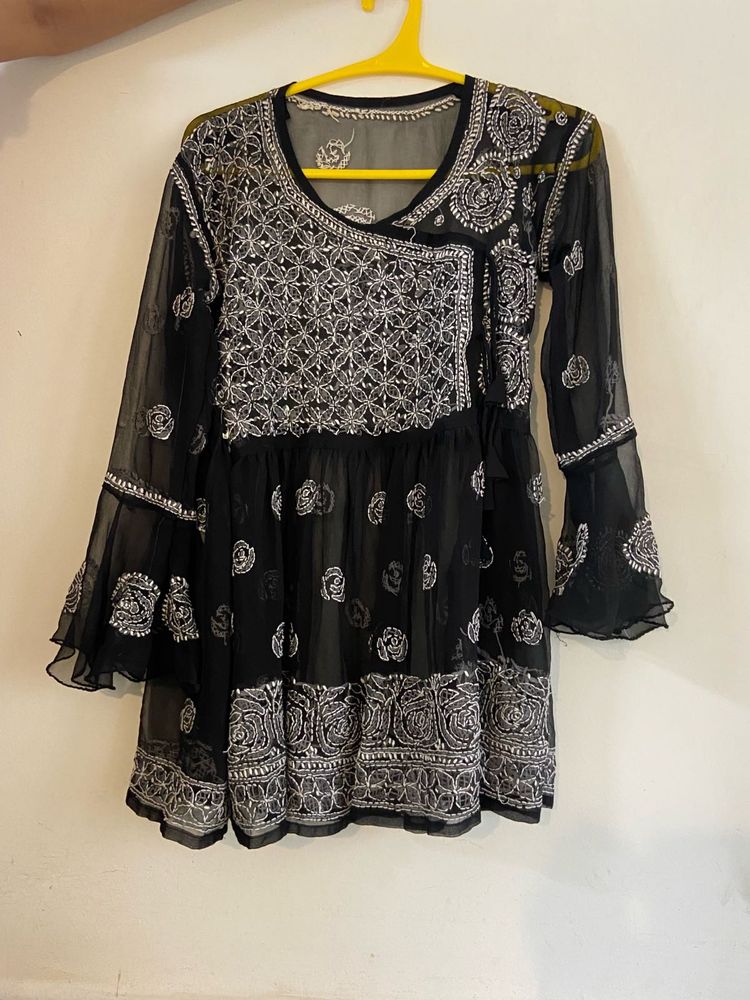 Chikankari Mesh Top