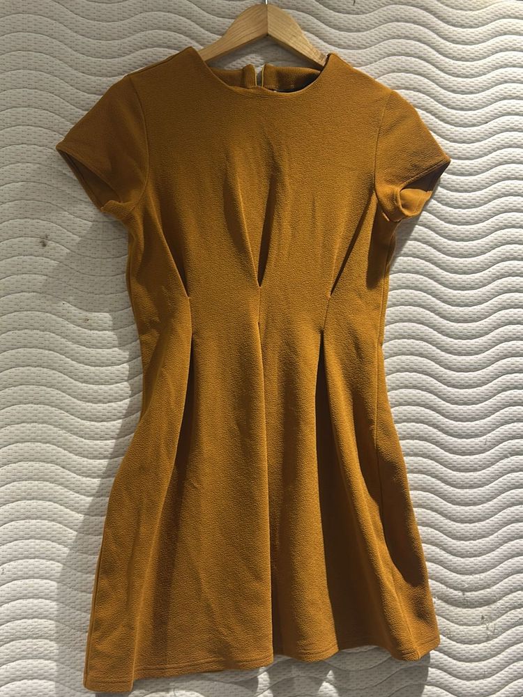 Mustard Yellow Fit &amp; Flare Dress