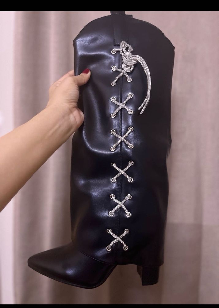 Fold over Knee High Boots