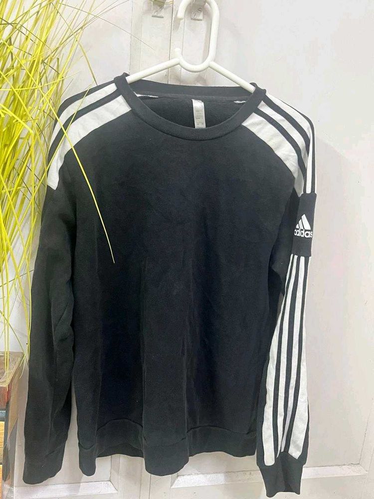 Adidas Black &amp; White Striped Sweatshirt