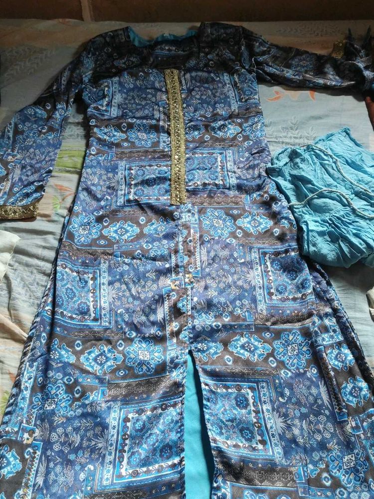 Blue Printed Kurta Set