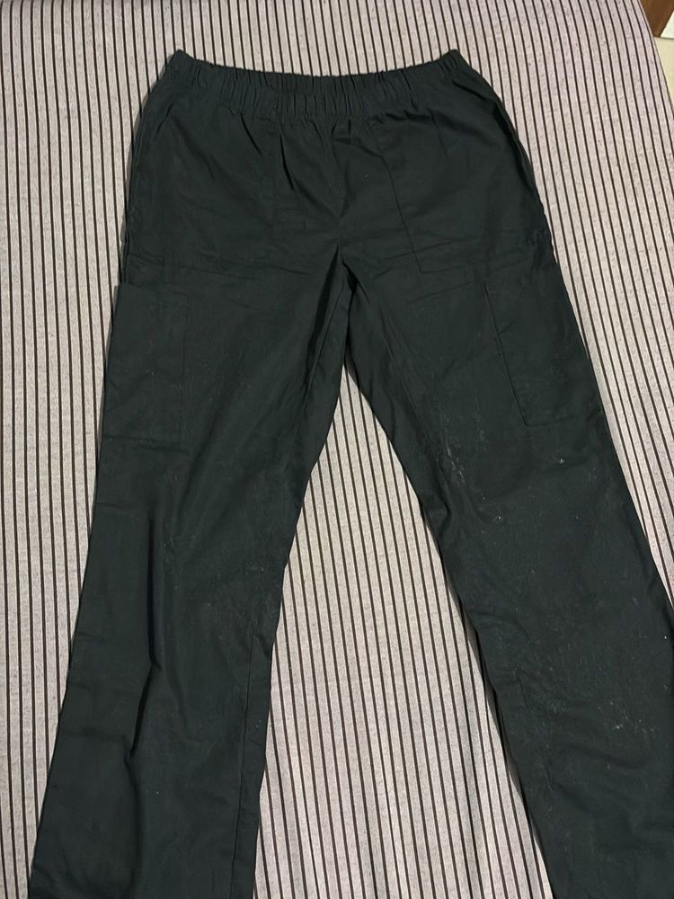 Black Cargo Cotton Pants