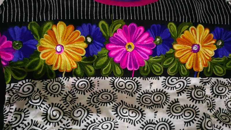 Printed Dress with embroidery at the yoke