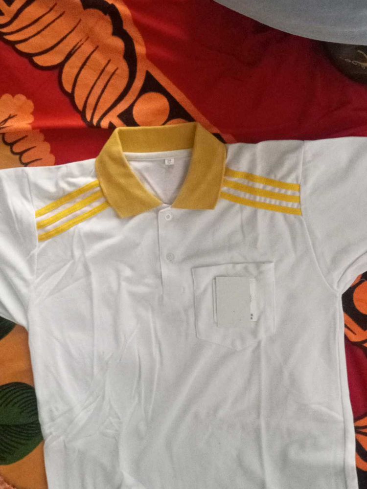 White &amp; Yellow Polo Shirt