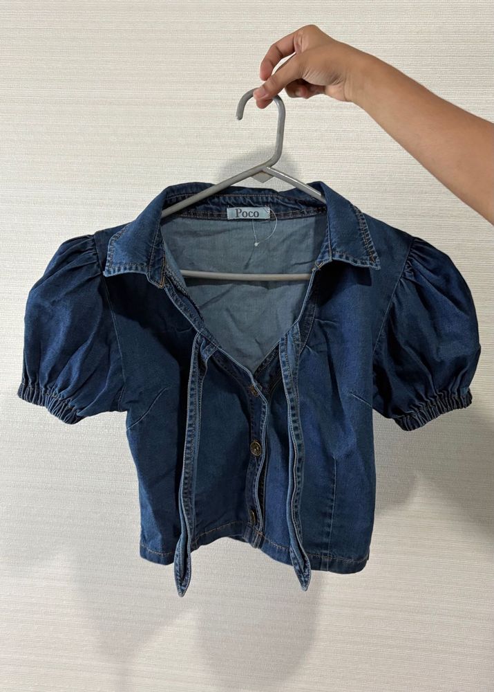 Denim Puff Sleeve Top