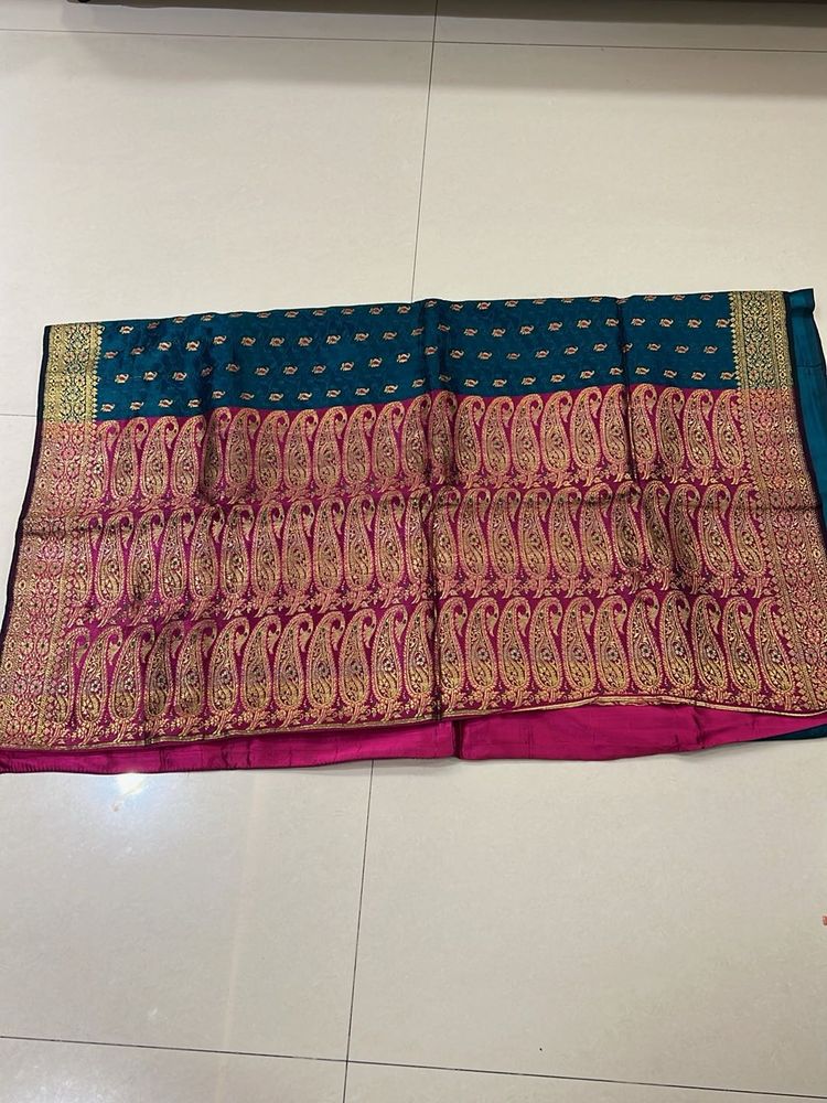 Elegant Teal &amp; Pink Saree
