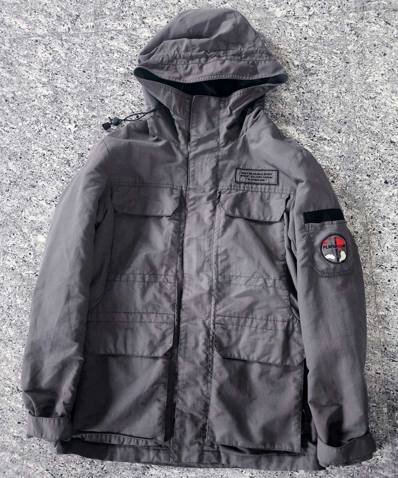 Gray Hooded Utility Jacket