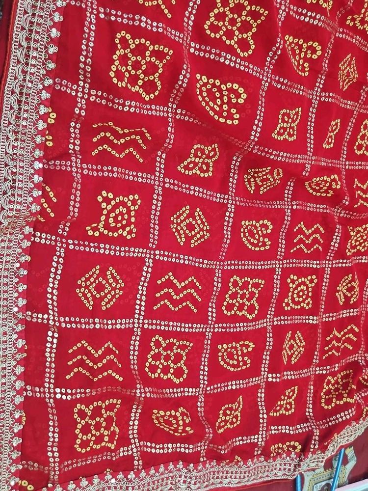 Red Bandhani saree with blouse
