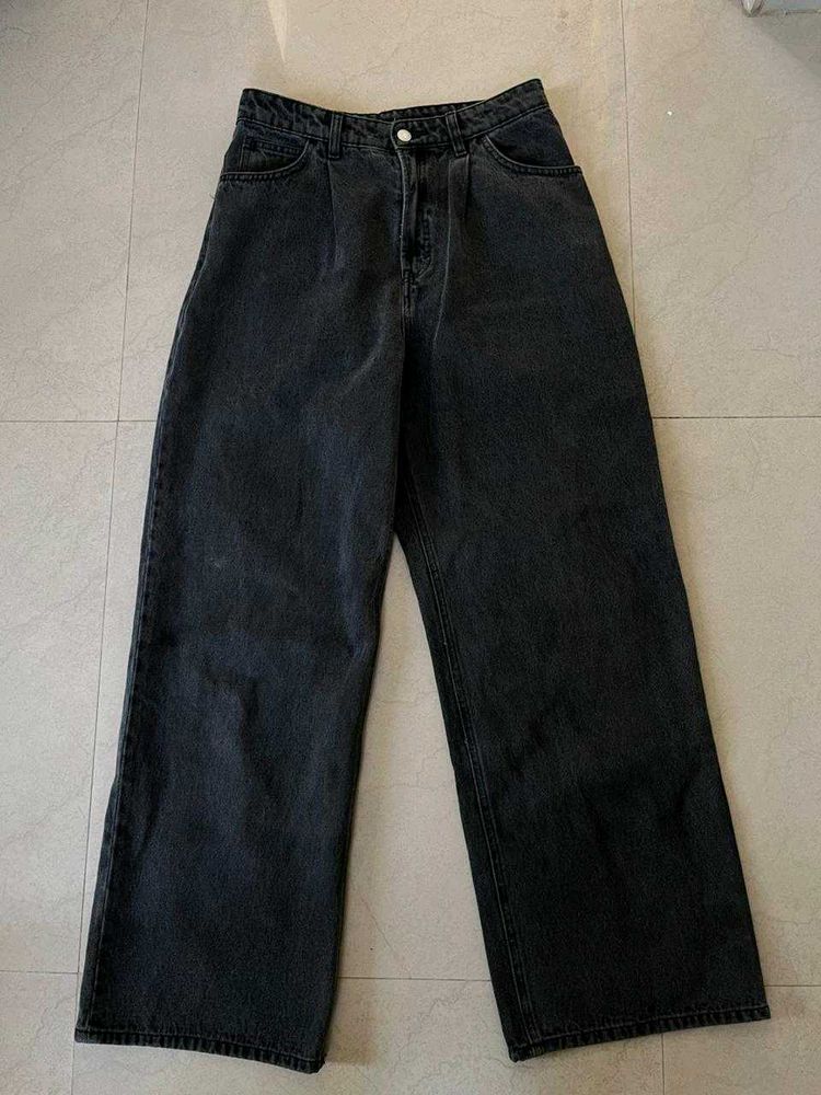 charcoal Wide Leg Jeans